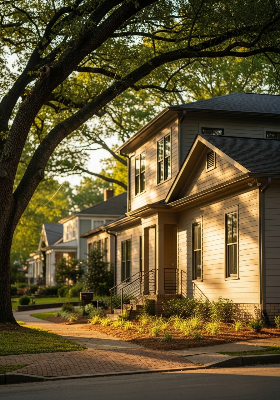 Completed renovation of Atlanta home showing modern finishes and curb appeal.
